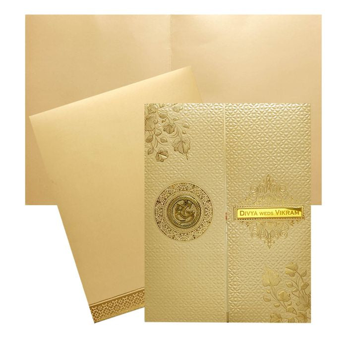 Peach Embossed Nameplate Invitation Card-King of Cards