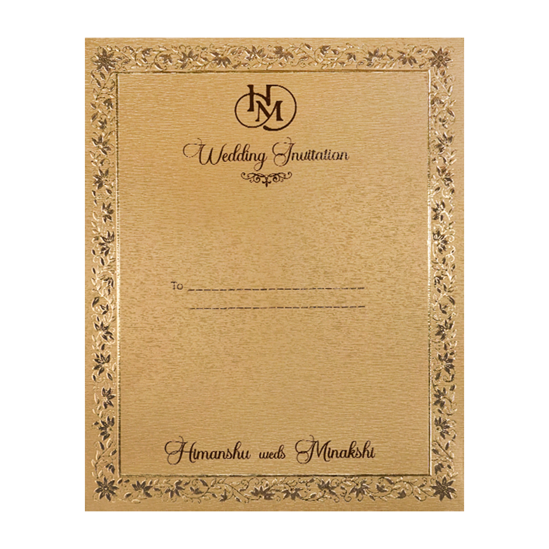 Gold Floral Border Padded Wedding Card-KSI64530