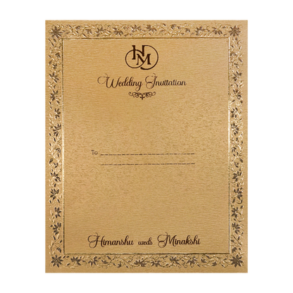 Gold Floral Border Padded Wedding Card-KSI64530