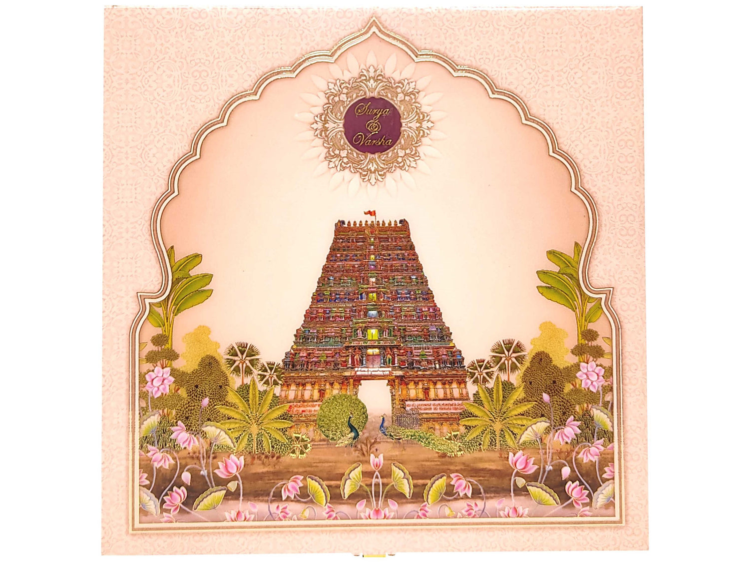 Pink Premium Balaji Padmavati Theme Invitation Card-KNKUP055