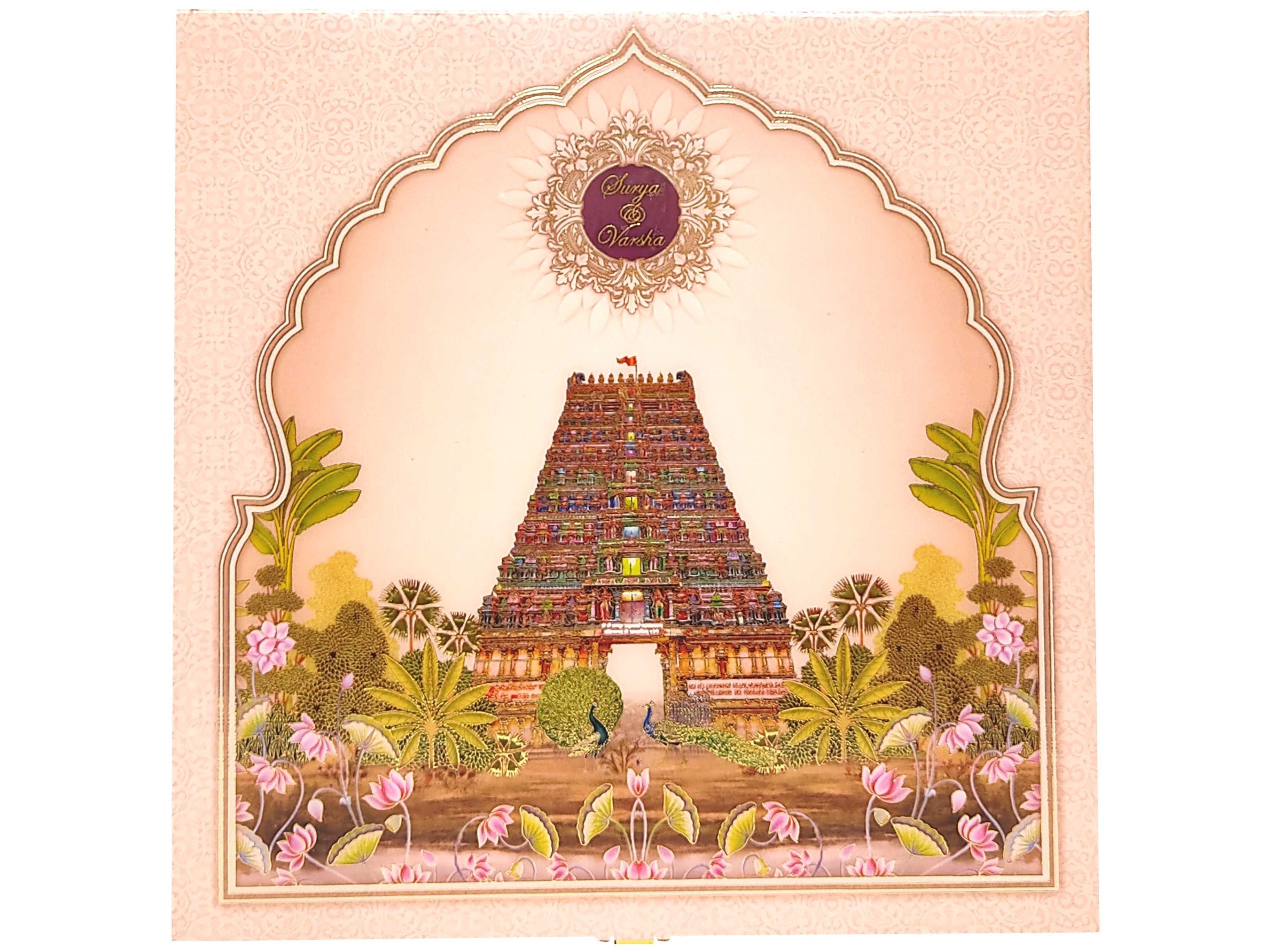 Pink Premium Balaji Padmavati Theme Invitation Card-KNKUP055