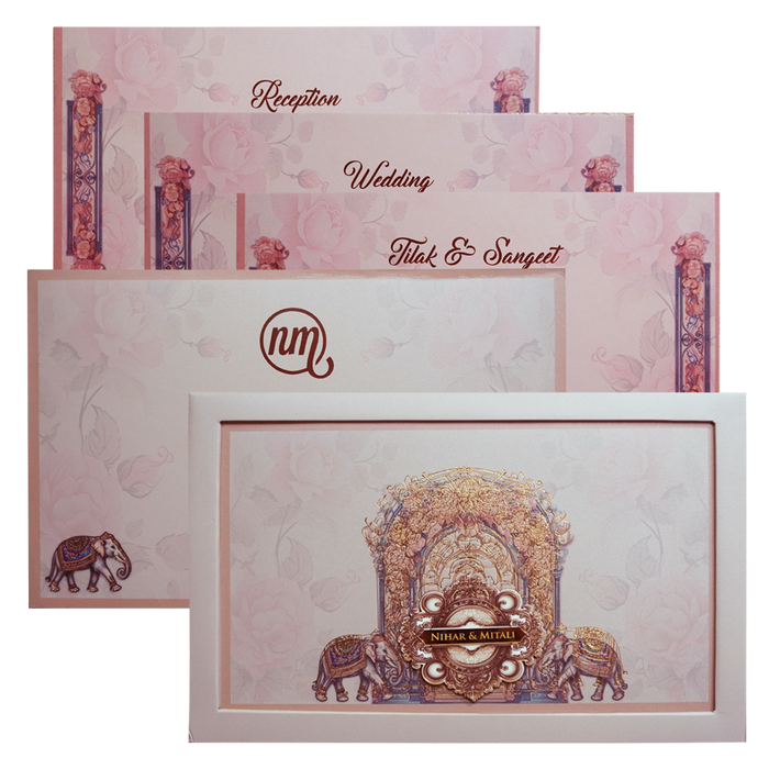Peach Pink Premium Padded Invitation-King of Cards