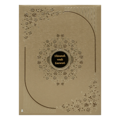 Check out Gold Floral Border Padded Wedding Card at best price. ✅WhatsApp Support ✅Express Delivery.