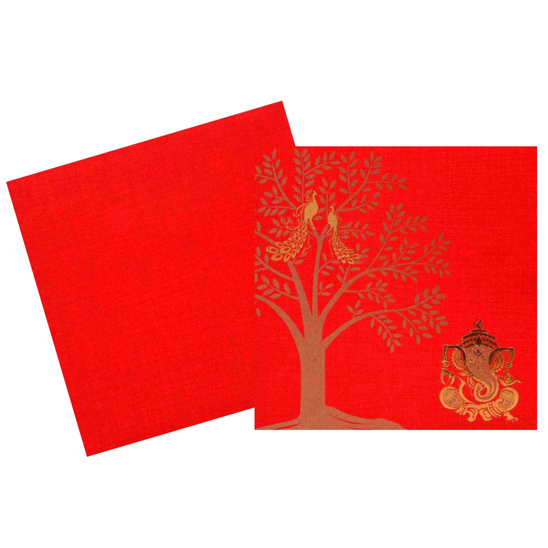 Royal Red Ganesha Tree Wedding Card-KNK43290