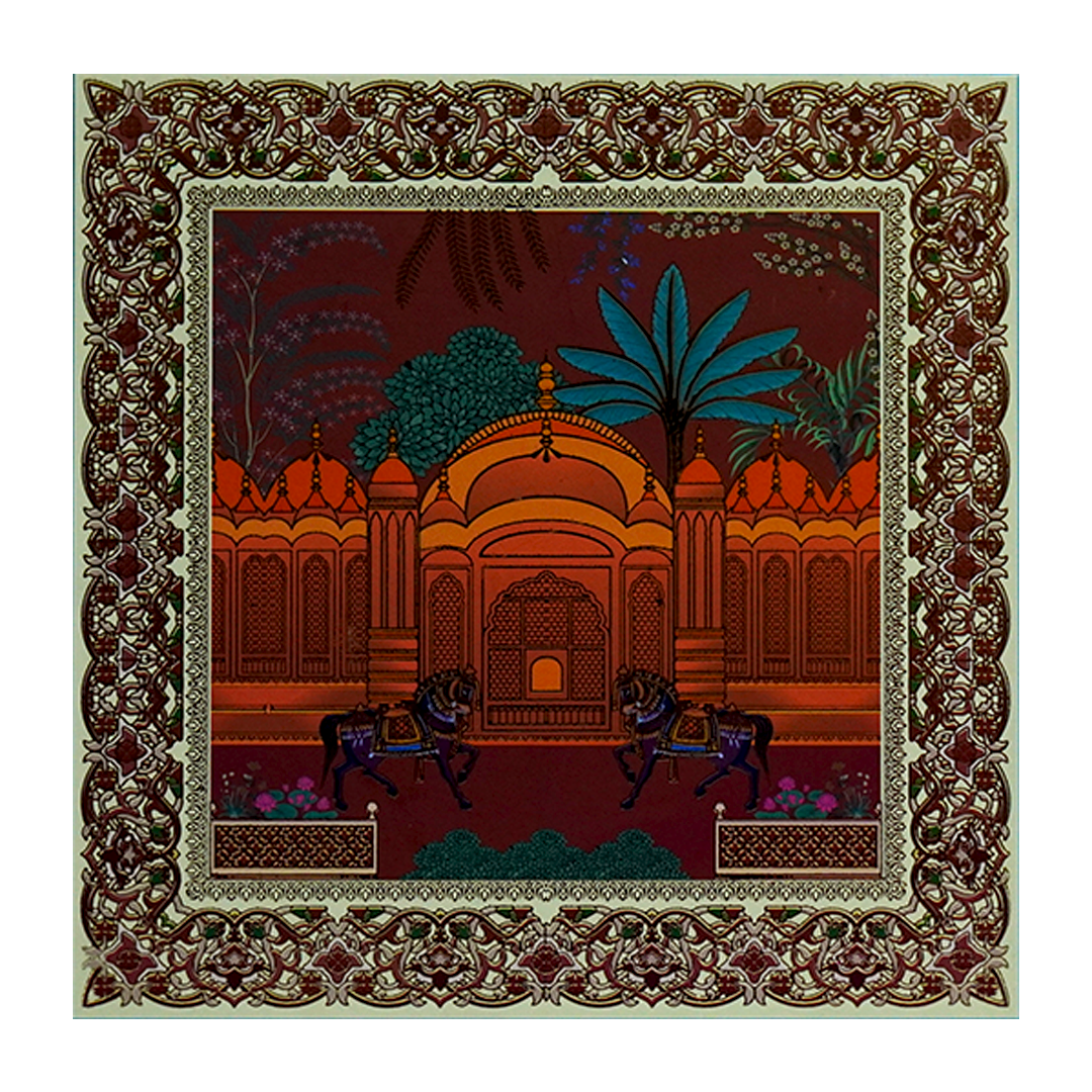 Blue Royal Horse Box Wedding Invitation-KBX1304