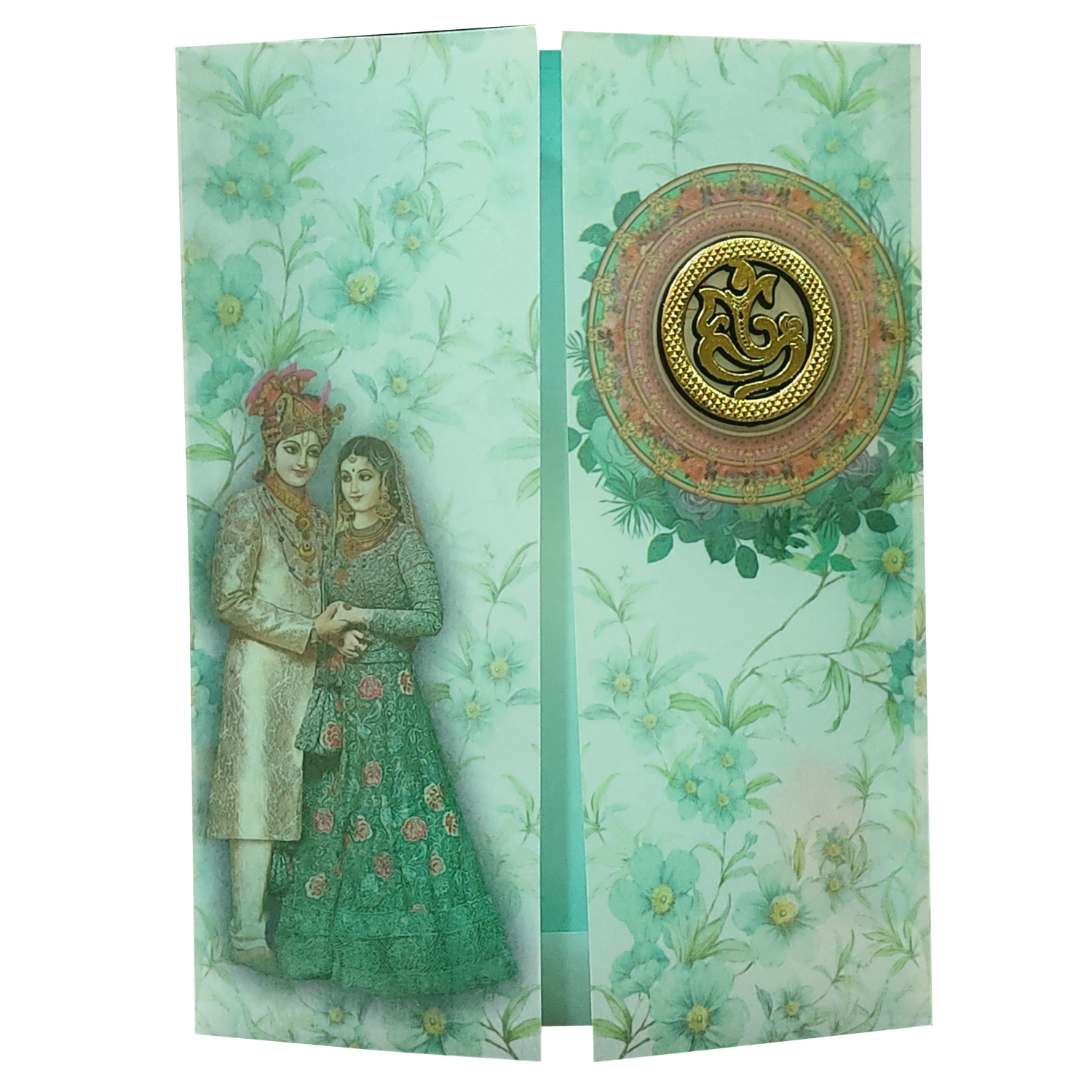 Green Bride Groom Tracing Wedding Card-KNK9702G