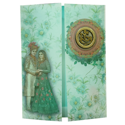 Green Bride Groom Tracing Wedding Card-KNK9702G