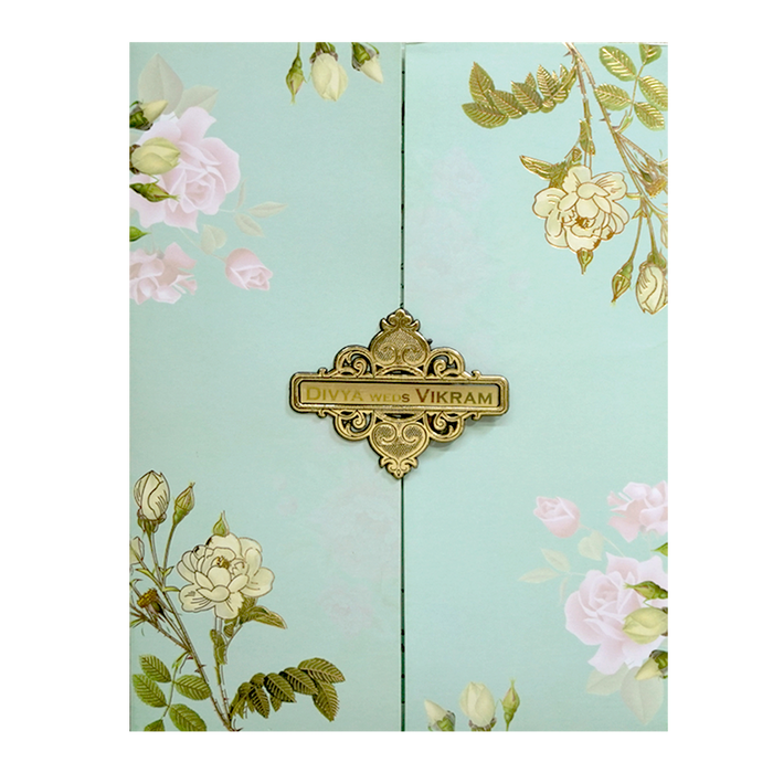 Pastel Green Floral Invitation Card-KNKJ1119