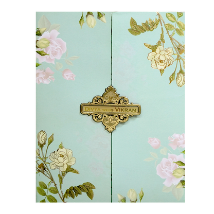 Pastel Green Floral Invitation Card-KNKJ1119