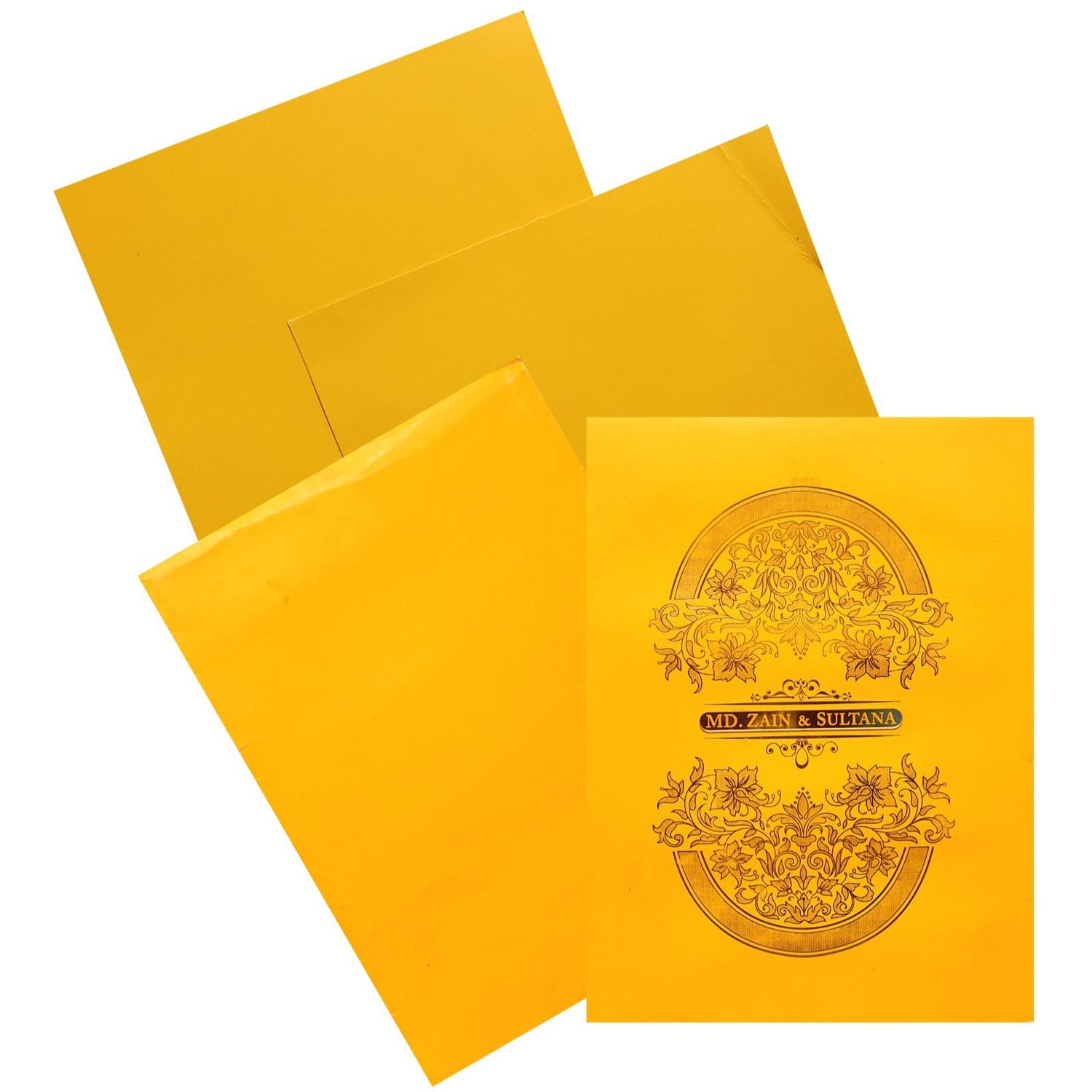 Gold Padded Floral Design Invitation Card-KNPS9501O