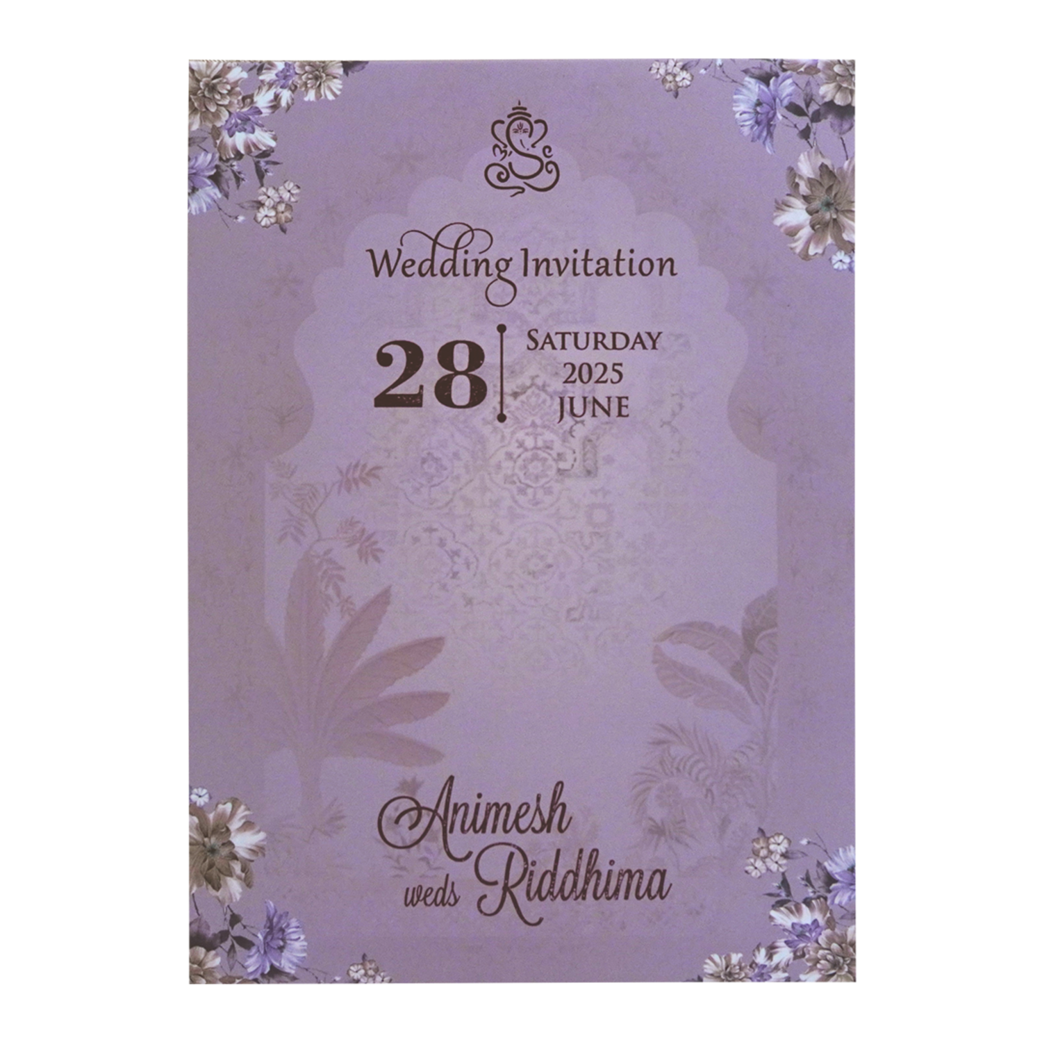 Light Purple Padded Wedding Card-KVN06840