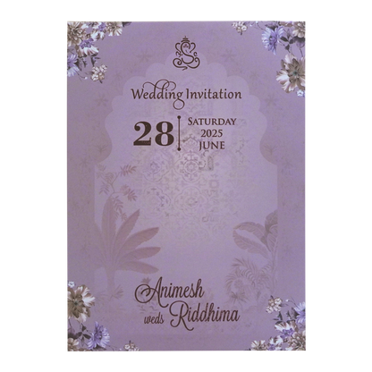 Light Purple Padded Wedding Card-KVN06840