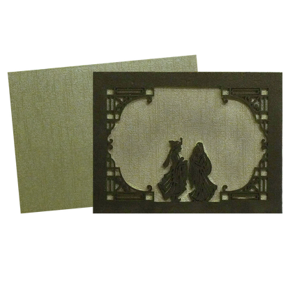 Brown Bride Groom MDF Wedding Card-KSI11560