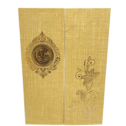 Brown Gold Metallic Door Type Pattern With Floral Design-KNCA214N