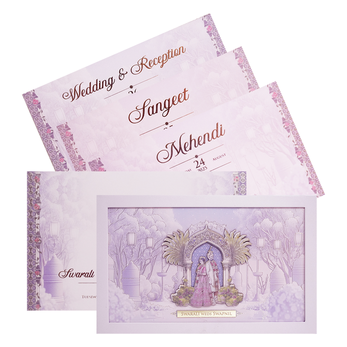 Pink Pop-up Padded Wedding Card Design-King of Cards