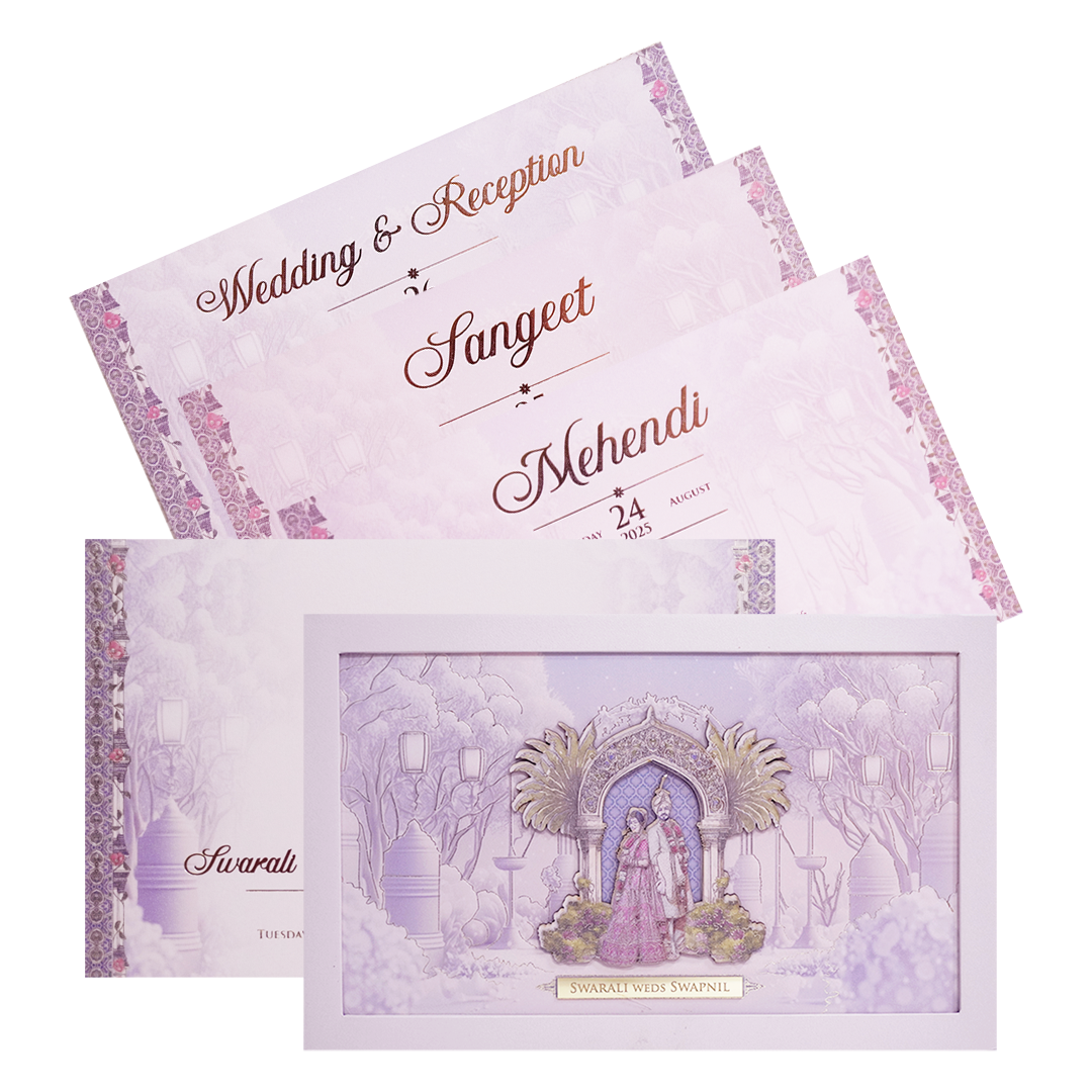 Pink Pop-up Padded Wedding Card Design-KPR23730