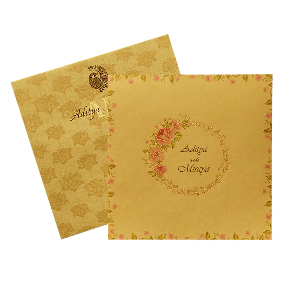 Brown Pink Floral Invitation Card-KRC29402