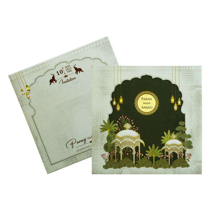 Green Arch Padded Nameplate Invitation Card-King of Cards