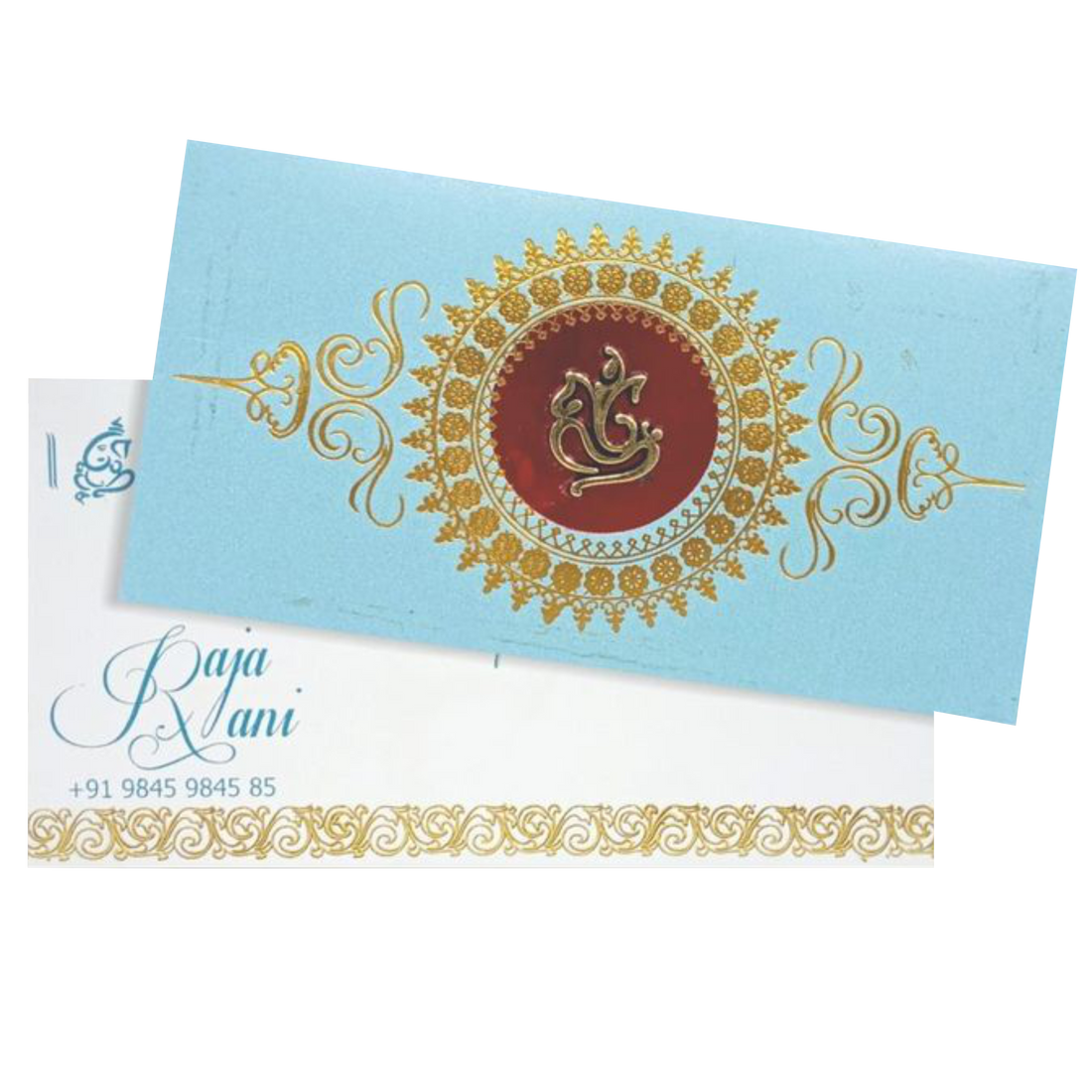 Gorgeous Ganesha With Blue Shading Padded Personal Card - KNPSU004