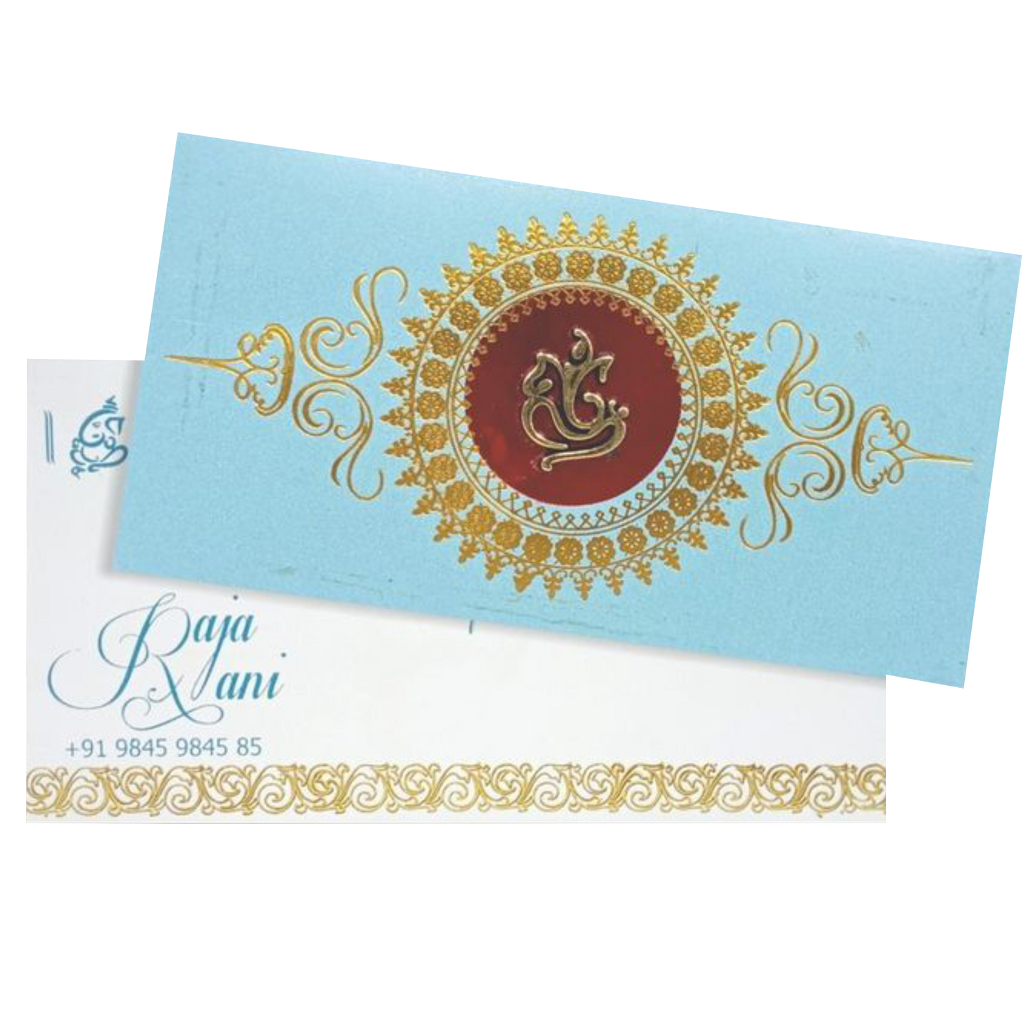 Gorgeous Ganesha With Blue Shading Padded Personal Card - KNPSU004
