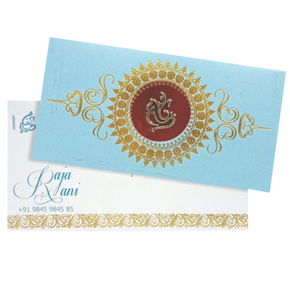 Gorgeous Ganesha With Blue Shading Padded Personal Card - KNPSU004