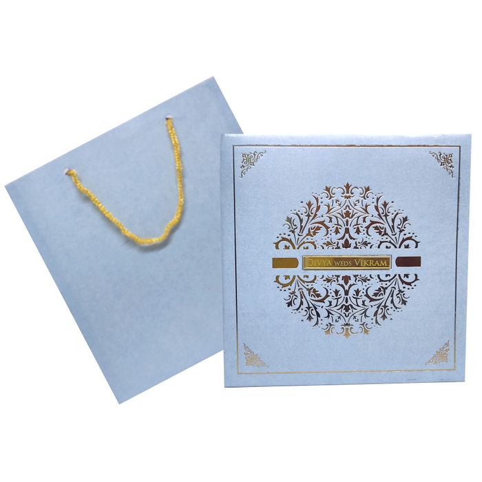 Blue Gold Foiling Design Box Invitation Card-KNK8902B-King of Cards