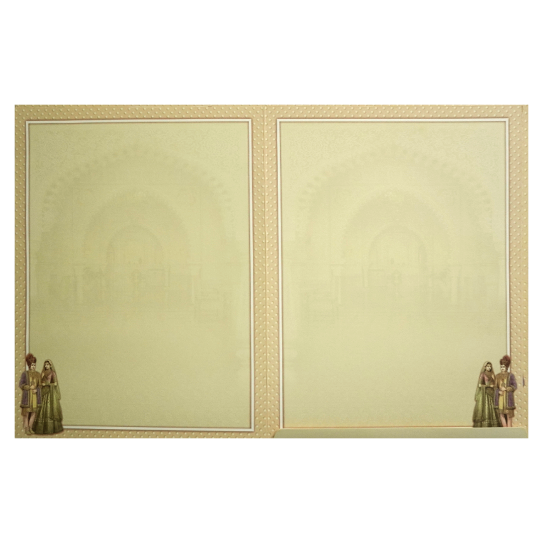 Cream Bride Groom Nameplate Wedding Card-KNKJ1134