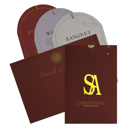 Wine Red Wedding Card-KRC30691