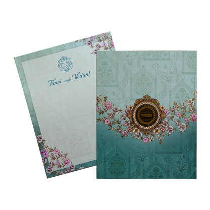 Blue Floral Box Invitation Card-King of Cards