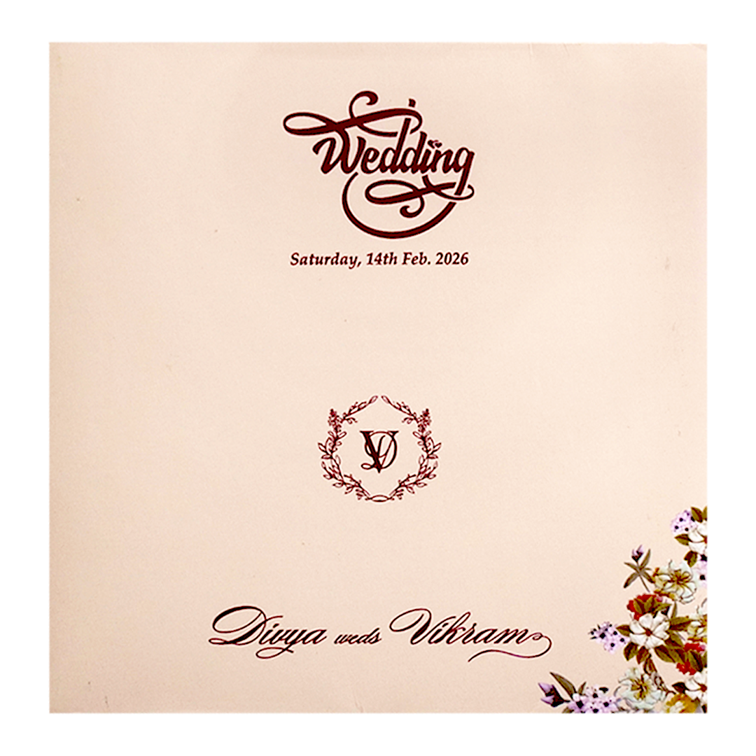 Pink Offset Simple Floral Invitation Card-KNBY5403