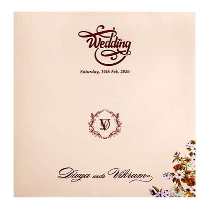 Pink Offset Simple Floral Invitation Card-KNBY5403