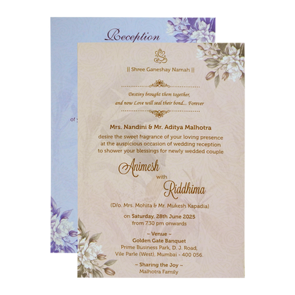 Pastel Light Blue Padded Invitation-King of Cards