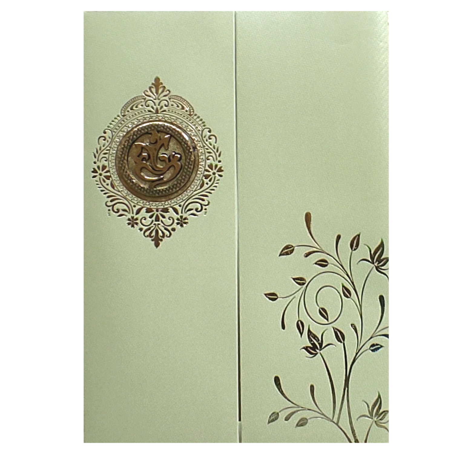 Olive Green Door texture Sheet Wedding Card-KNKTGN029