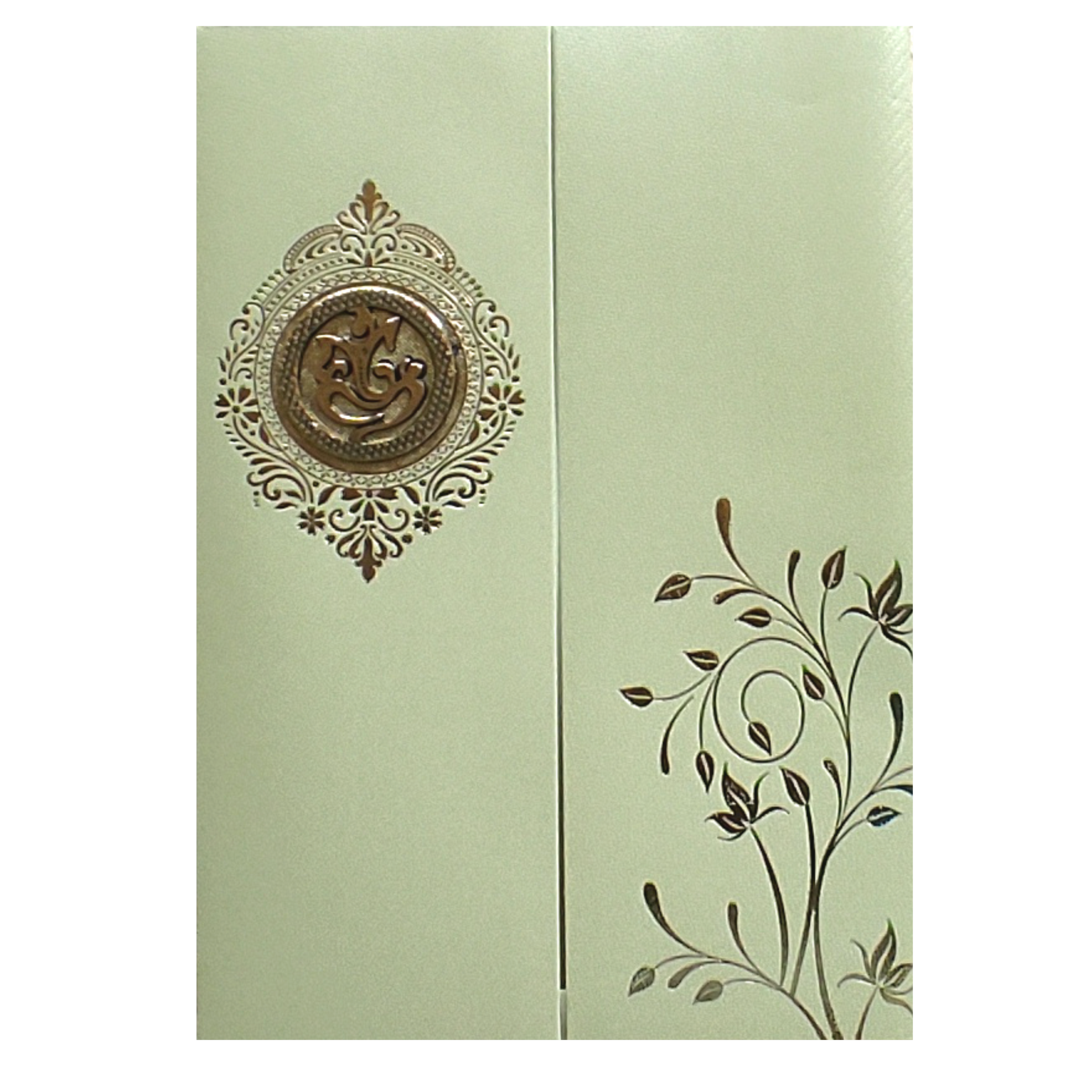 Olive Green Door texture Sheet Wedding Card-KNKTGN029