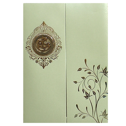 Olive Green Door texture Sheet Wedding Card-KNKTGN029