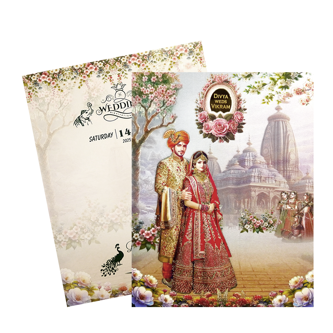 Grey Royal Bride Groom Box Wedding Card-KNKN6318