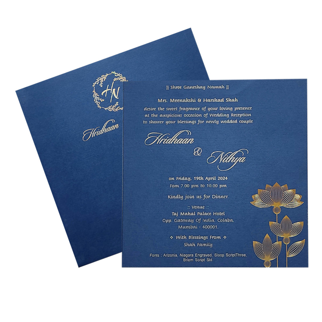 Elegant and attractive Blue floral single sheet invitation card! Buy now! &amp;