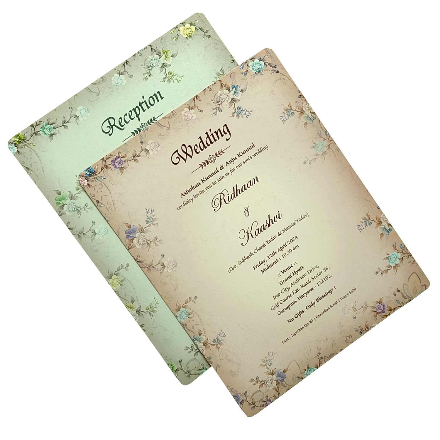 Grey Floral Wedding Invitation Card-KRC29160