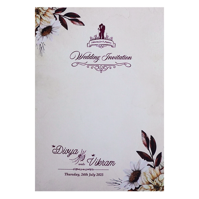Cream Floral Wedding Card-King of Cards