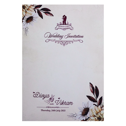Cream Floral Wedding Card-King of Cards