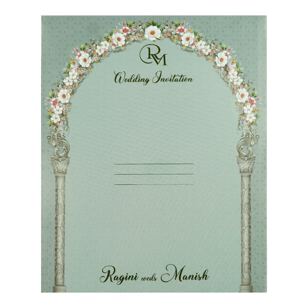 Blue Floral Arch Wedding Card-KSI64130