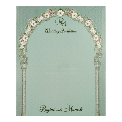 Blue Floral Arch Wedding Card-KSI64130
