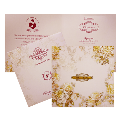 If you are looking for different wedding cards model around you, check this out Our Offset berry floral design is available in green, pink, orange and red.