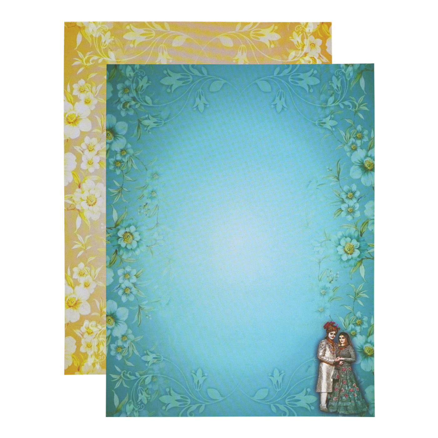 Dark Cyan Blue Wedding Card-KNKM8205