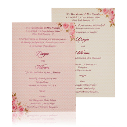 Pink Floral Design In Horizontal Pattern Invitation Card-KNBT2060