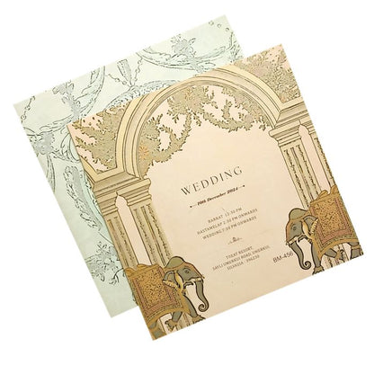 Orange Embossed Floral Wedding Card-King of Cards