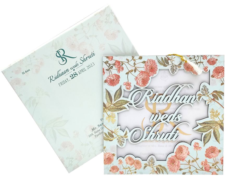 Light Coral Green MDF Invitation-King of Cards