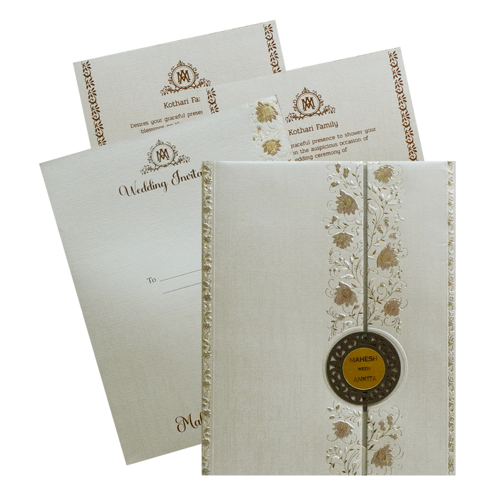Metallic Light Brown Padded Invitation-King of Cards