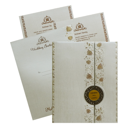 Metallic Light Brown Padded Invitation-King of Cards