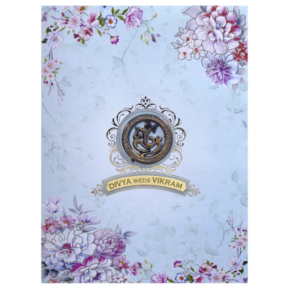 Sky Blue Classic Floral Design With Name Plate-KNKC4055-King of Cards